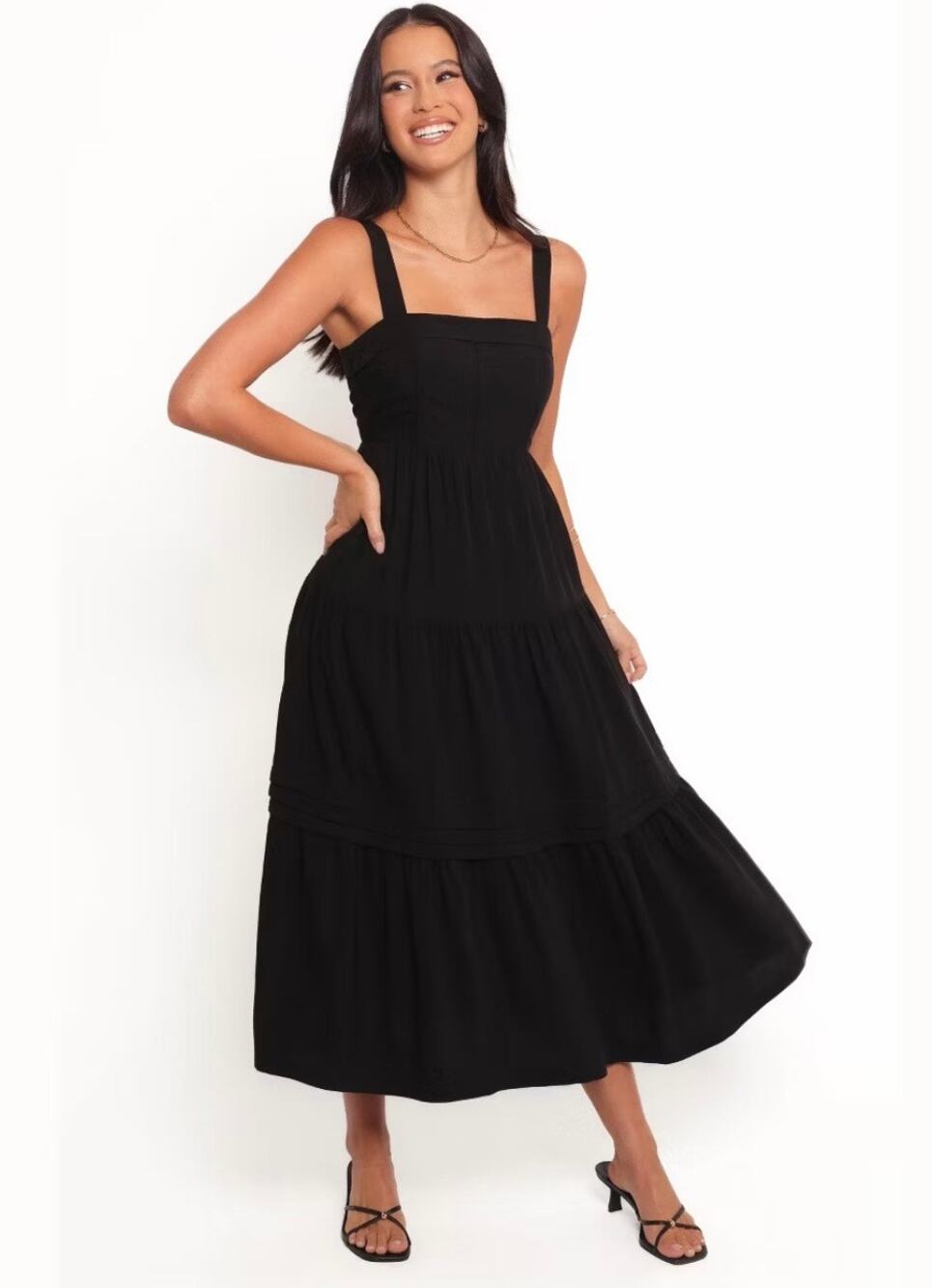 Chic Petal & Pup Elvia Black Maxi Dress - Size Large (NEW)